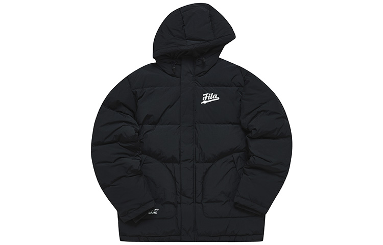 Order FILA Fusion  Black Long Down Jacket with Letter Print and Hooded Design. T11M242910F-BK