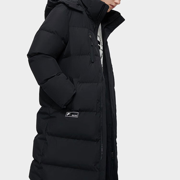 Details for FILA Fusion 黑色長版羽絨外套連帽拉鍊 - 冬季外套 T11M345903FBK