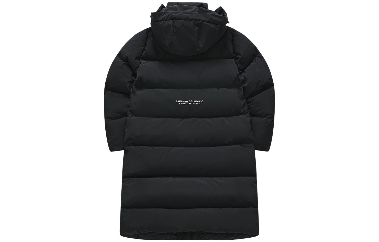 Lookbook FILA FUSION Chaqueta Negra Larga con Capucha y Logo Uniforme. T11M345903A-BK