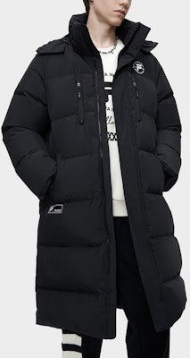 FILA FUSION 黑色連帽長版羽絨外套附制服標誌印花. T11M345903A-BK Purchase FILA FUSION 黑色連帽長版羽絨外套附制服標誌印花. T11M345903A-BK