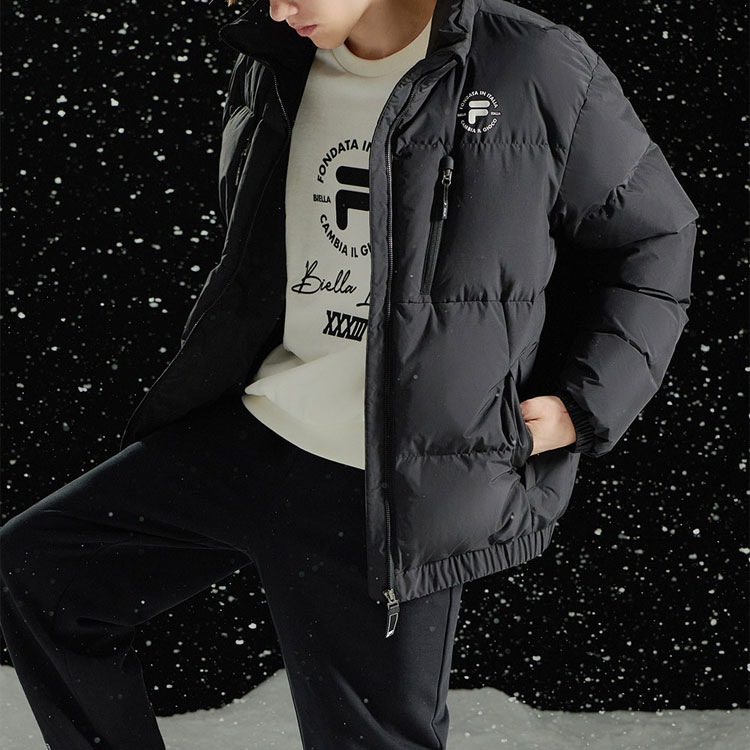 Purchase FILA FUSION 黑色字母拉链长袖羽绒服外套. T11M345905F-BK