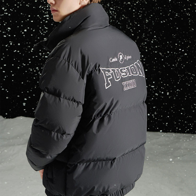 Details for FILA FUSION 黑色字母拉链长袖羽绒服外套. T11M345905F-BK