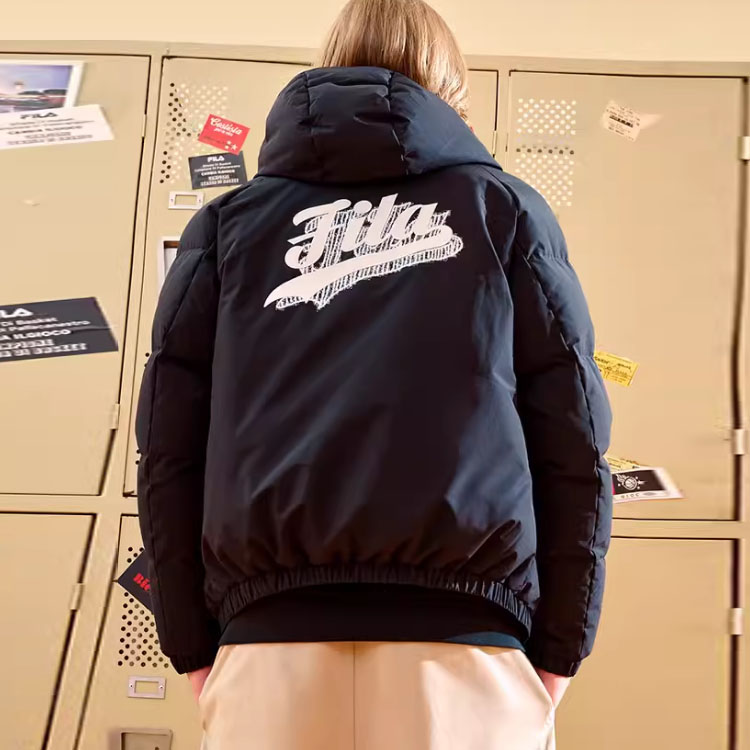 FILA Fusion  Black Winter Hooded Down Jacket Warm Long Sleeve T11M242908F-BK 圖 4