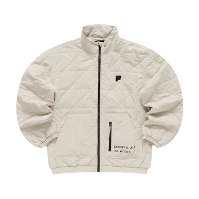 FILA FUSION Casual Oversized Stand Collar Jacket in Gray Wheat Color. T11M343904FBG