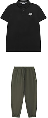 FILA Fusion Casual Polo Shirt and Knit Jogger Pants Sportswear Set. T11M422107F-BK+T11M435605F-DY Order FILA Fusion Casual Polo Shirt and Knit Jogger Pants Sportswear Set. T11M422107F-BK+T11M435605F-DY
