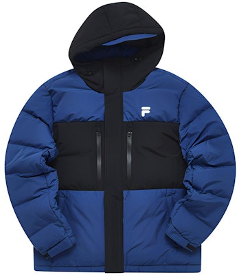 FILA Fusion Colorblock Fashion Down Jacket in Zhuhui Blue. T11M241915F-BU Buy FILA Fusion Colorblock Fashion Down Jacket in Zhuhui Blue. T11M241915F-BU