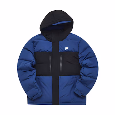 FILA Fusion Colorblock Fashion Down Jacket in Zhuhui Blue. T11M241915F-BU