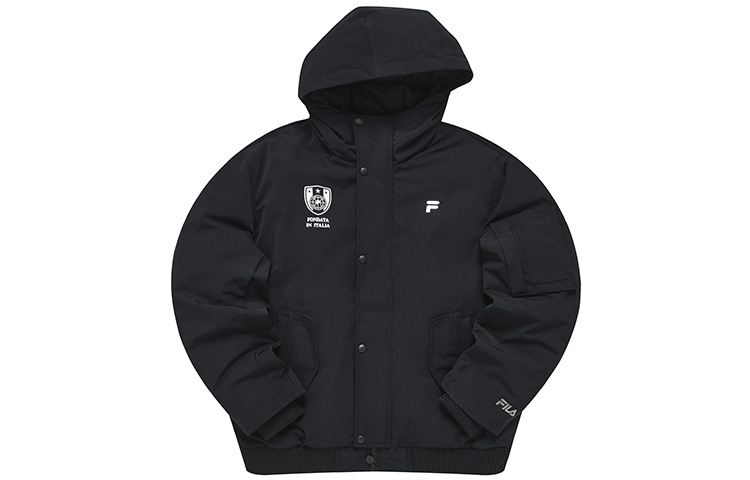 FILA FUSION  Fashion Black Logo Hooded Down Jacket T11M245906F-BK