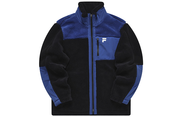 Buy FILA FUSION  Faux Shearling Logo Warm Jacket in Black. T11M241903F-BK