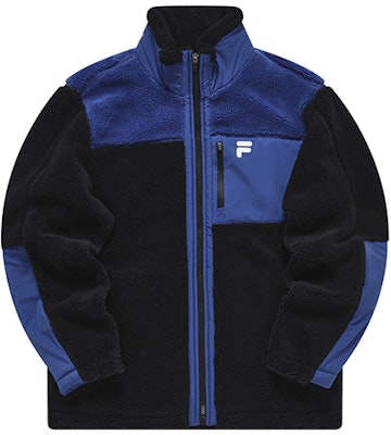 FILA FUSION Faux Shearling Logo Warm Jacket in Black. T11M241903F-BK Buy FILA FUSION Faux Shearling Logo Warm Jacket in Black. T11M241903F-BK