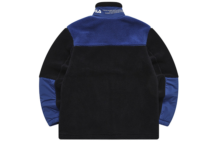 Lookbook FILA FUSION  Faux Shearling Logo Warm Jacket in Black. T11M241903F-BK