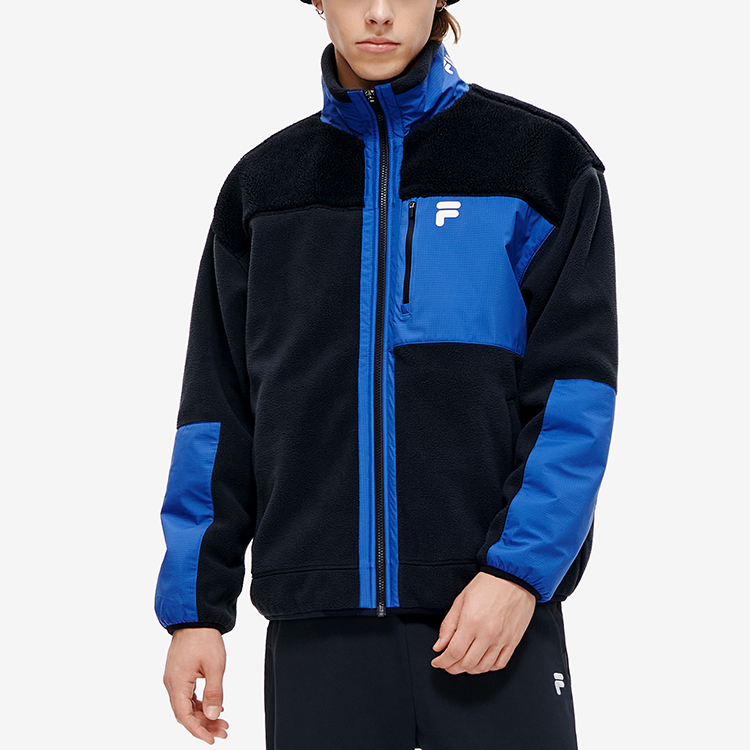 Purchase FILA FUSION  Faux Shearling Logo Warm Jacket in Black. T11M241903F-BK