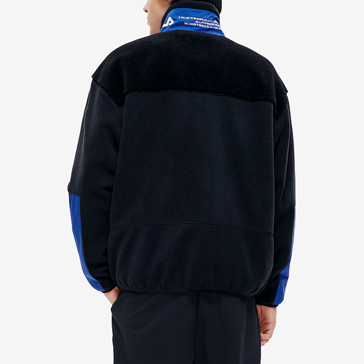 Details for FILA FUSION  Faux Shearling Logo Warm Jacket in Black. T11M241903F-BK