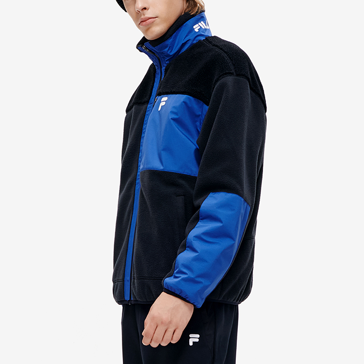 Sizing FILA FUSION  Faux Shearling Logo Warm Jacket in Black. T11M241903F-BK