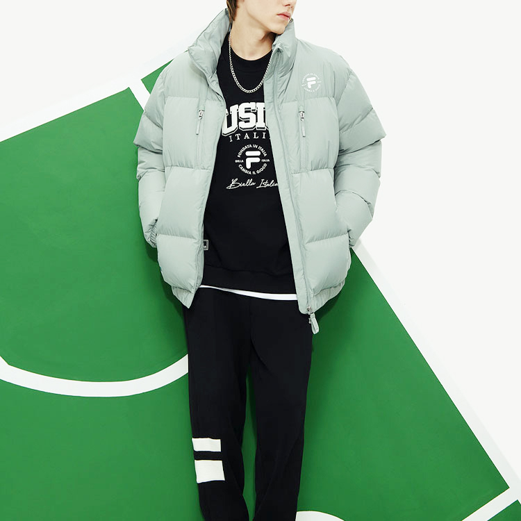 Shop FILA FUSION Chaqueta Gris Puffer con Cremallera, Cortaviento y Mangas Largas. T11M345905F-GY