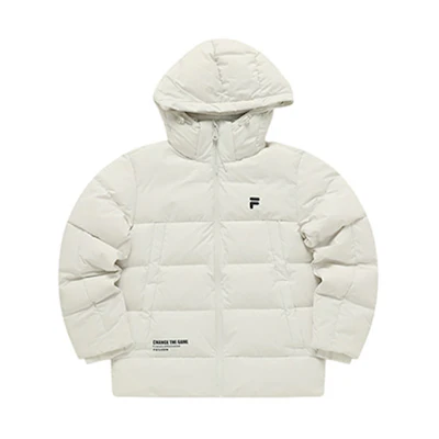 FILA Fusion Letter Zip Hooded Down Jacket Light Mist Gray. T11M341903A-GY