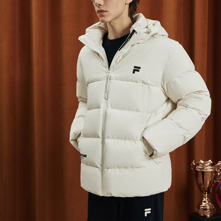 Purchase FILA Fusion  Letter Zip Hooded Down Jacket Light Mist Gray. T11M341903A-GY