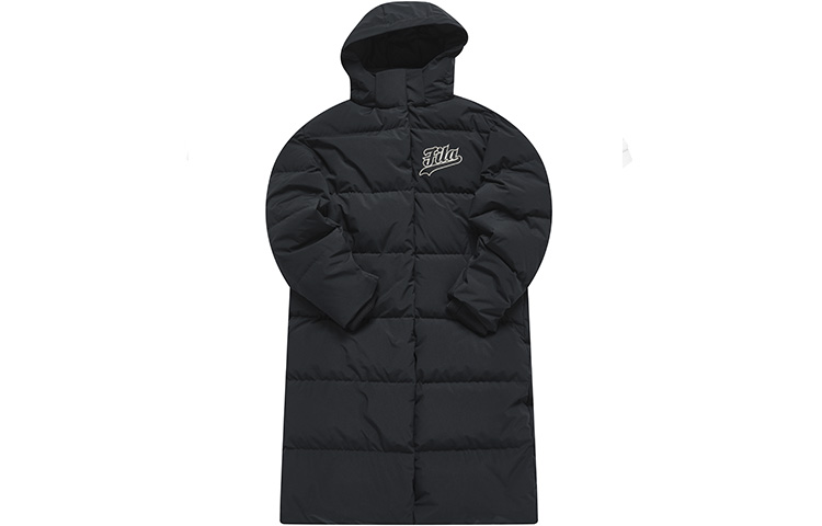 FILA Fusion  Long Black Down Jacket with Logo Print - Stylish & Warm. T11M242906F-BK