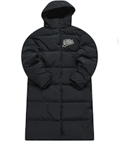 FILA Fusion Long Black Down Jacket with Logo Print - Stylish & Warm. T11M242906F-BK FILA Fusion Long Black Down Jacket with Logo Print - Stylish & Warm. T11M242906F-BK