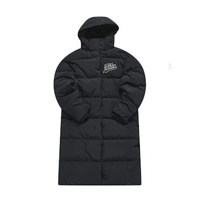 FILA Fusion Long Black Down Jacket with Logo Print - Stylish & Warm. T11M242906F-BK