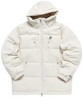 FILA FUSION Long Hooded Down Jacket Beige - Logo Patch Winter Coat. T11M245911F-BG FILA FUSION Long Hooded Down Jacket Beige - Logo Patch Winter Coat. T11M245911F-BG