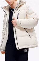 Details for FILA FUSION Long Hooded Down Jacket Beige - Logo Patch Winter Coat. T11M245911F-BG