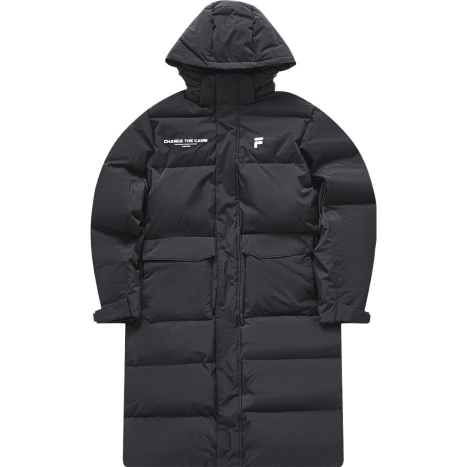 FILA FUSION  Long Hooded Down Jacket Black - Fashion Casual Style. T11M341910F-BK