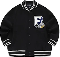 FILA FUSION Loose Fit Black Baseball Jacket with Letter Print. T11M342701F-BK FILA FUSION Loose Fit Black Baseball Jacket with Letter Print. T11M342701F-BK