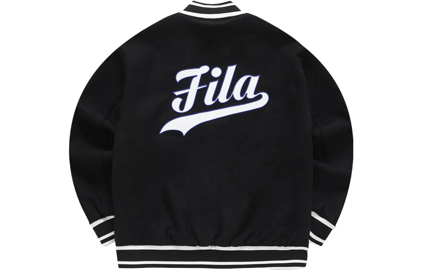 Lookbook FILA FUSION 寬鬆黑色字母印花棒球外套 T11M342701F-BK