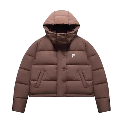 FILA Fusion Oversized Short Puffer Jacket Deep Brown Fashion Casual. T11W443908F-BN