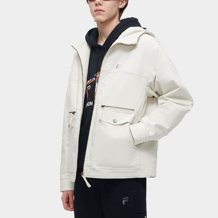Lookbook FILA FUSION 復古連帽工裝夾克 灰小麥色 棉質外套 T11M413904F-BG
