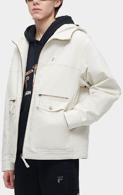 斐乐FUSION复古连帽工装夹克 灰色小麦色棉质外套 T11M413904F-BG Lookbook 斐乐FUSION复古连帽工装夹克 灰色小麦色棉质外套 T11M413904F-BG