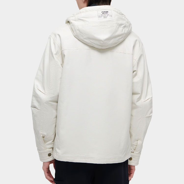 Shop FILA FUSION 復古連帽工裝夾克 灰小麥色 棉質外套 T11M413904F-BG