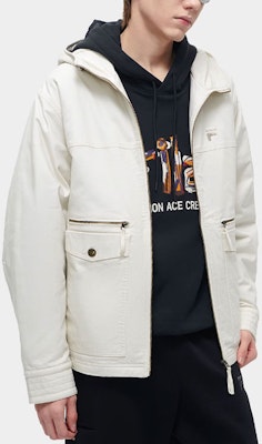 斐乐FUSION复古连帽工装夹克 灰色小麦色棉质外套 T11M413904F-BG Purchase 斐乐FUSION复古连帽工装夹克 灰色小麦色棉质外套 T11M413904F-BG