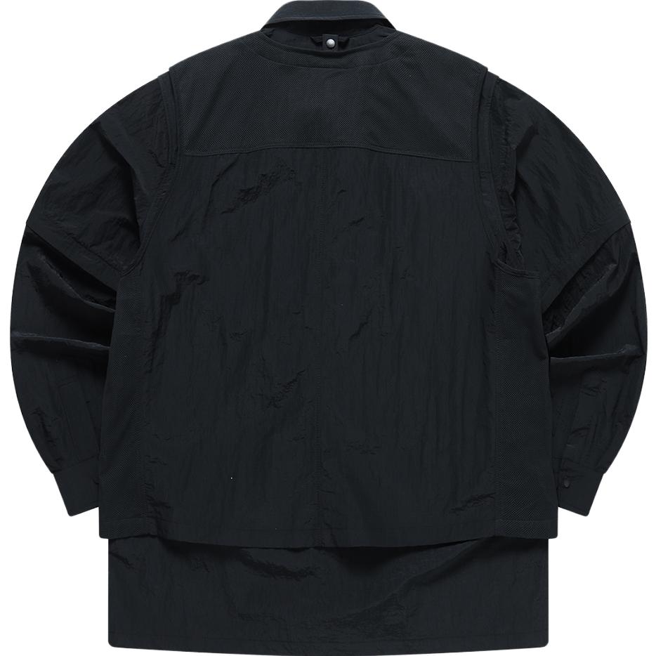 Lookbook FILA フュージョン ストリートスポーツ カジュアル 長袖 ブラック ウーブンシャツ T11M321710F-BK