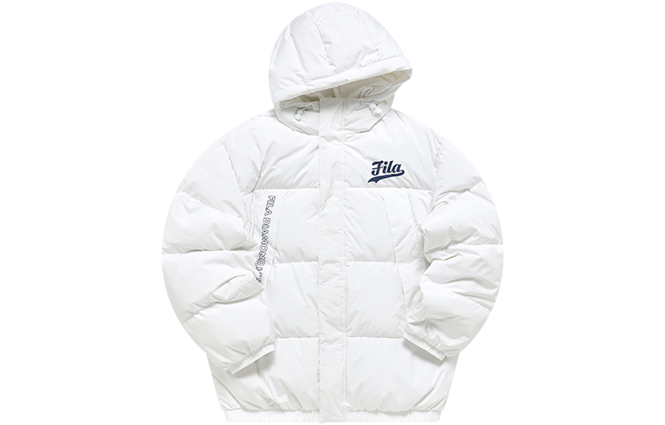 FILA Fusion  White Logo Patch Down Jacket - Stylish and Warm Hoodie. T11M242909F-WT
