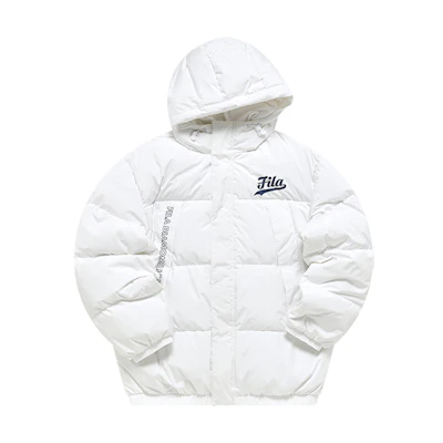 FILA Fusion White Logo Patch Down Jacket - Stylish and Warm Hoodie. T11M242909F-WT