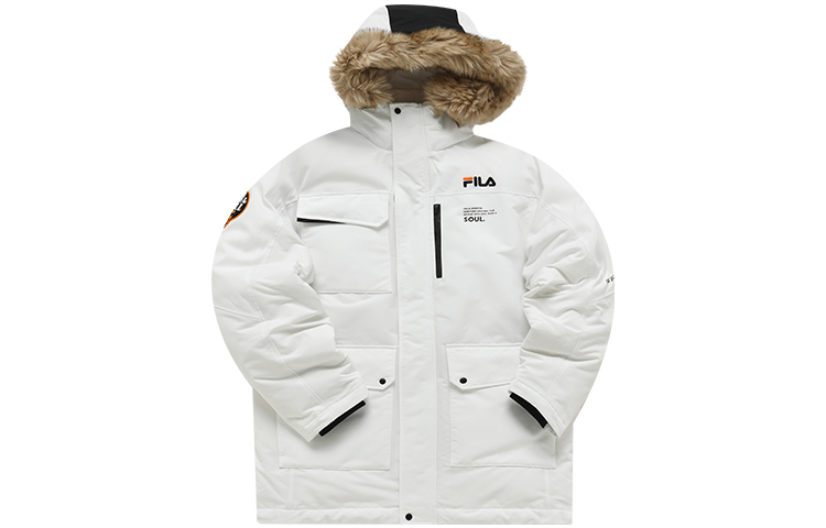 FILA FUSION  Winter Long Parka Jacket with Multi-Pockets and White Down. T11M145908F-WT