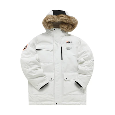 FILA FUSION Winter Long Parka Jacket with Multi-Pockets and White Down. T11M145908F-WT