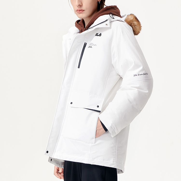 Details for FILA FUSION 冬用ロングパーカージャケット マルチポケット付き ホワイトダウン T11M145908F-WT