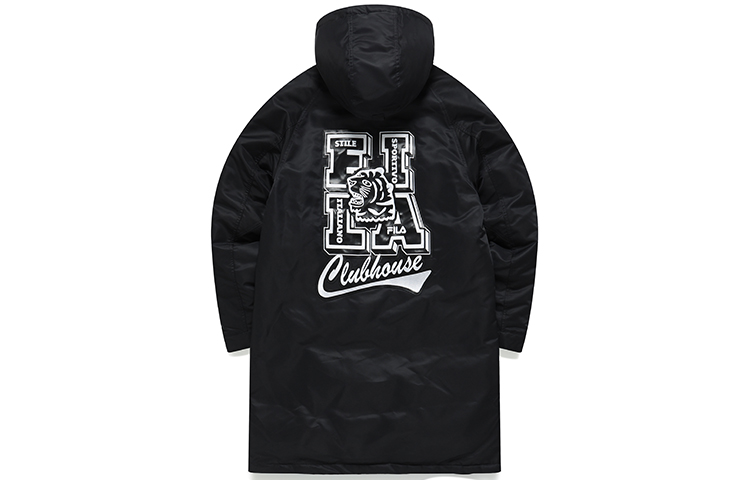 FILA FUSION Baseball Series Black Graphic Down Jacket – Warm & Relaxed Fit. T11M142906F-BK