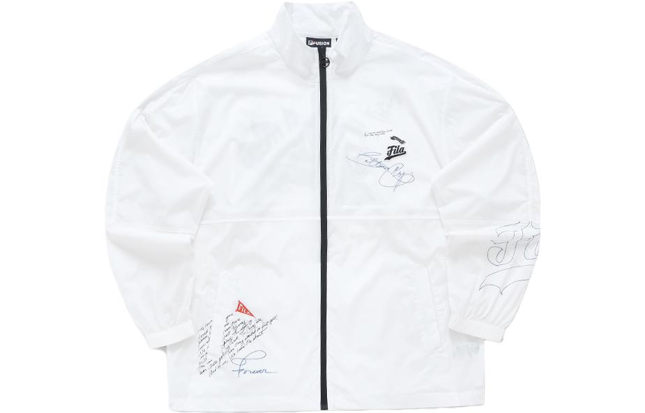 FILA FUSION Baseball Series White Letter Print Loose Fit Jacket T11M322702F-WT