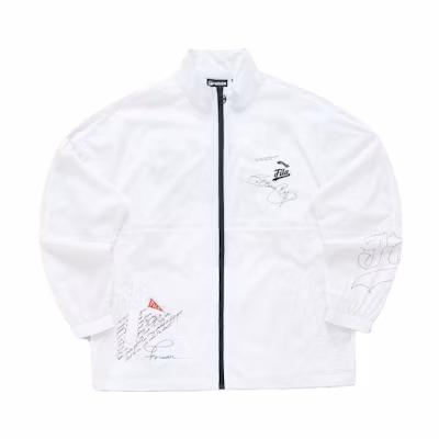FILA FUSION Baseball Series White Letter Print Loose Fit Jacket T11M322702F-WT