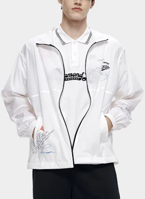 FILA FUSION Jaket Baseball Seri Putih Loose Fit dengan Cetak Huruf T11M322702F-WT Shop FILA FUSION Jaket Baseball Seri Putih Loose Fit dengan Cetak Huruf T11M322702F-WT