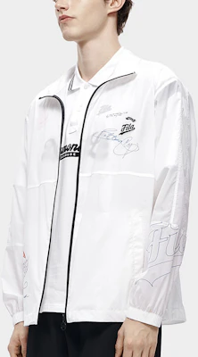 FILA FUSION Jaket Baseball Seri Putih Loose Fit dengan Cetak Huruf T11M322702F-WT Details for FILA FUSION Jaket Baseball Seri Putih Loose Fit dengan Cetak Huruf T11M322702F-WT