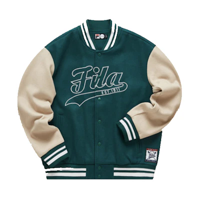 FILA FUSION Baseball Wool Jacket in Mountain Green T11M042503F-DG