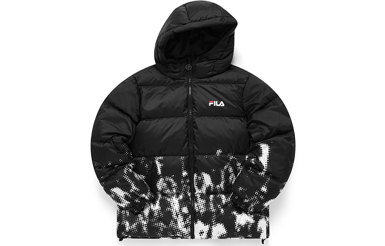 FILA Fusion Black Printed Down Jacket Basketball Style Casual Wear. T11M145902F-BK