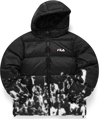 FILA Fusion黑色印花羽绒夹克篮球风休闲外套. T11M145902F-BK Buy FILA Fusion黑色印花羽绒夹克篮球风休闲外套. T11M145902F-BK