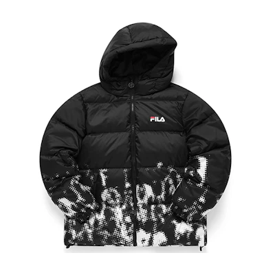 FILA Fusion Black Printed Down Jacket Basketball Style Casual Wear. T11M145902F-BK