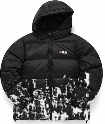 FILA Fusion黑色印花羽绒夹克篮球风休闲外套. T11M145902F-BK Order FILA Fusion黑色印花羽绒夹克篮球风休闲外套. T11M145902F-BK